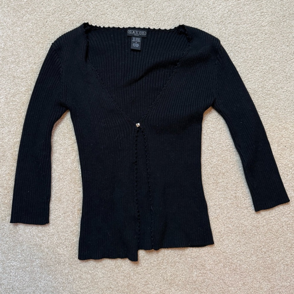 Vintage Clasp Front Black Knit Cardigan
